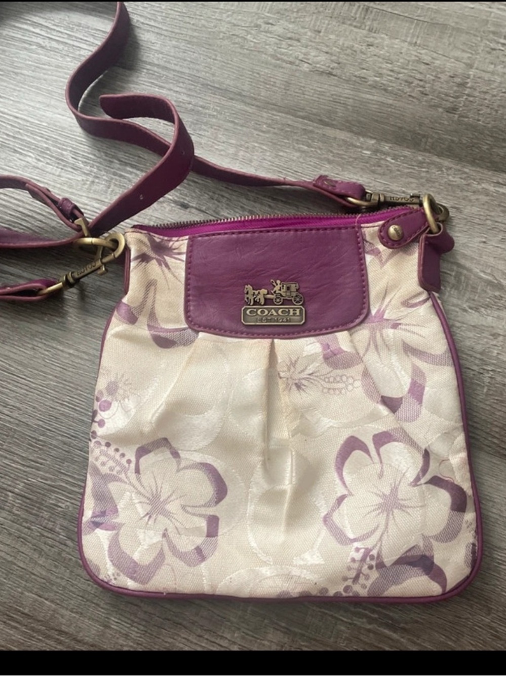 Coach Floral Crossbody in Purple and Cream